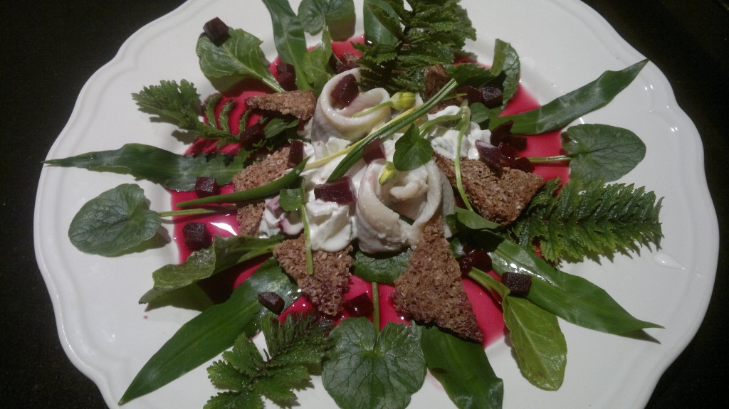 herring, elderberry dressing
