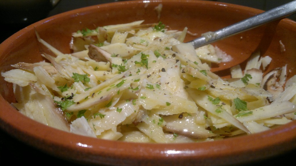 Raw mushroom with dressing